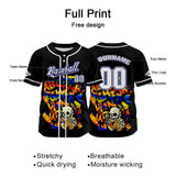 Custom Black Button Down Baseball Jersey for Men Women Adult Youth Print Name Number Logo