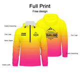 Custom Yellow Pink Windproof Softshell  Hooded Jacket - Lightweight Full - Zip, Full Print Logos & Texts