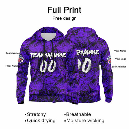 Custom Sweatshirt Hoodie For Man Woman Girl Boy Print Your Logo Name Number Purple
