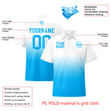 Custom White Blue Football Gradient Polo Shirts  Add Your Unique Logo/Name/Number