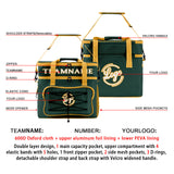 Custom Dark Green Yellow Double Layer Insulated Cooler Bag - 600D Oxford Waterproof Picnic Tote for Camping, Hiking & BBQ - Large Capacity Thermal Lunch Bag