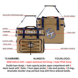 Custom Brown Blue Double Layer Insulated Cooler Bag - 600D Oxford Waterproof Picnic Tote for Camping, Hiking & BBQ - Large Capacity Thermal Lunch Bag