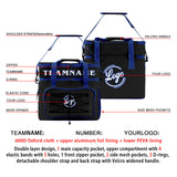 Custom Black Dark Blue Double Layer Insulated Cooler Bag - 600D Oxford Waterproof Picnic Tote for Camping, Hiking & BBQ - Large Capacity Thermal Lunch Bag