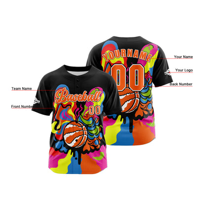 Custom Black Orange Button Down Baseball Jersey for Men Women Adult Youth Print Name Number Logo