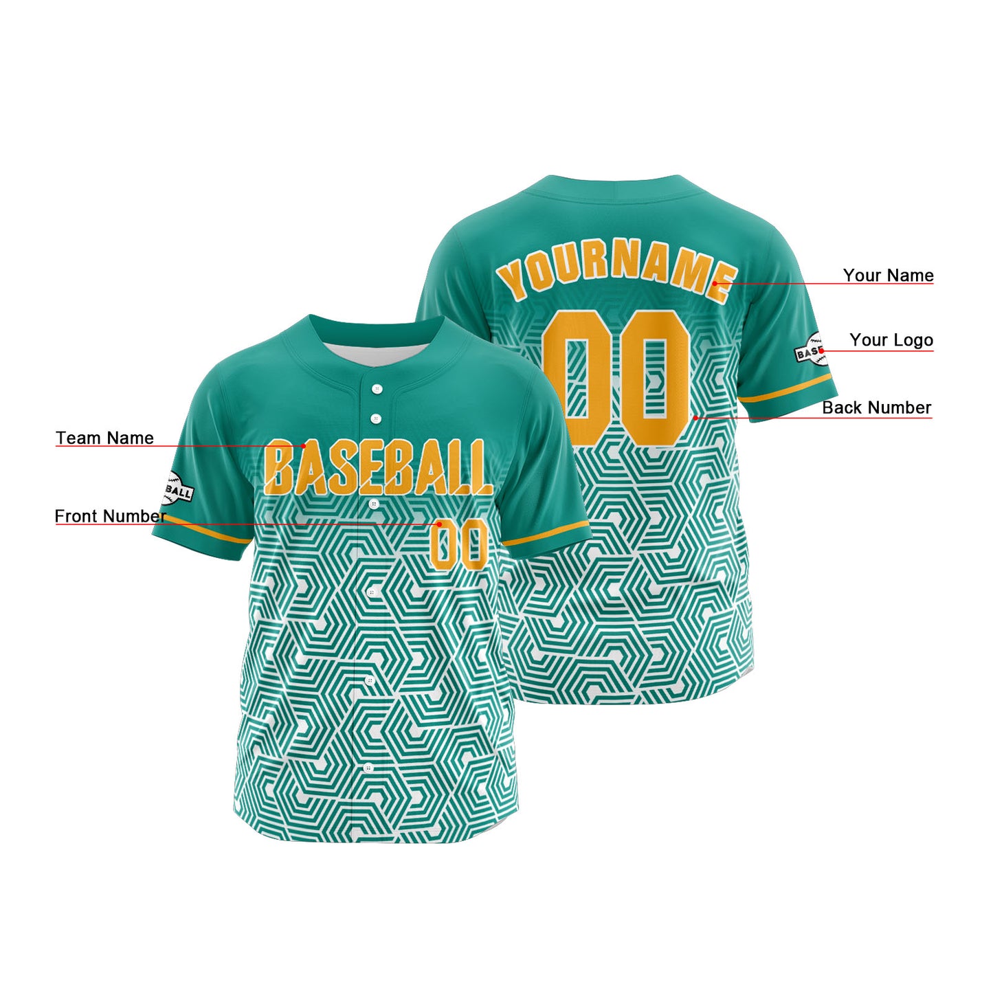 Custom Green Yellow Button Down Baseball Jersey for Men Women Adult Youth Print Name Number Logo