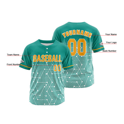 Custom Green Yellow Button Down Baseball Jersey for Men Women Adult Youth Print Name Number Logo