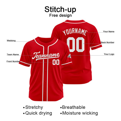 Custom Baseball Jersey Stitched Design Personalized Hip Hop Baseball Shirts Red-White