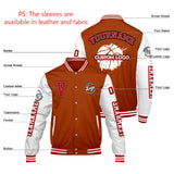 Custom Dull Orange White Varsity Jackets for Men Women Youth Personalized Letterman Jackets