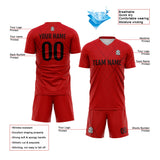 Custom Soccer Uniform Jersey Kids Adults Personalized Set Jersey Red&Black Line