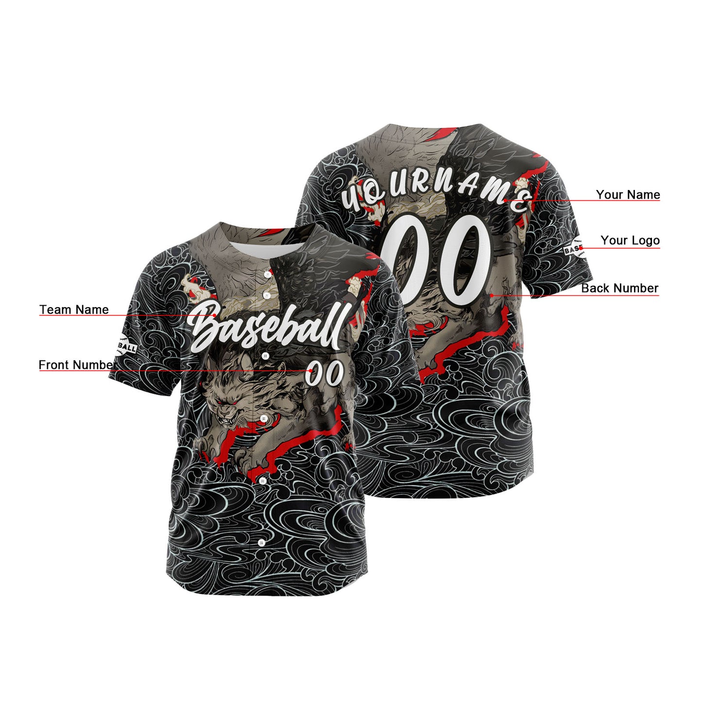Custom Grey Button Down Baseball Jersey for Men Women Adult Youth Print Name Number Logo