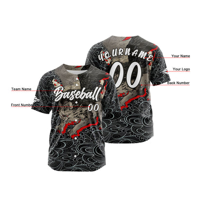 Custom Grey Button Down Baseball Jersey for Men Women Adult Youth Print Name Number Logo