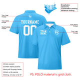 Custom Sky Blue White Football Polo Shirts  Add Your Unique Logo/Name/Number