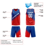 Custom Blue Red Reversible Basketball Suit for Adults and Kids Personalized Jersey