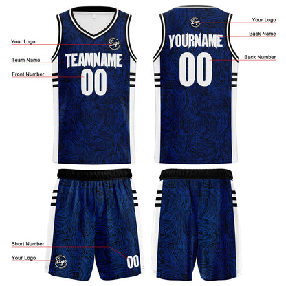 Custom Black Blue Reversible Basketball Suit for Adults and Kids Personalized Jersey