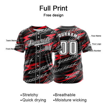 Custom Black Button Down Baseball Jersey for Men Women Adult Youth Print Name Number Logo