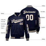 Custom Navy Cream Varsity Jackets for Men Women Youth Personalized Letterman Jackets
