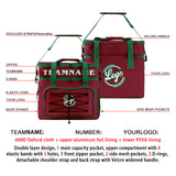Custom Red Green Double Layer Insulated Cooler Bag - 600D Oxford Waterproof Picnic Tote for Camping, Hiking & BBQ - Large Capacity Thermal Lunch Bag