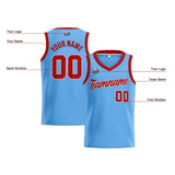 Custom Llight Blue Red Basketball Jersey for Men Women Adult Youth Stitched Name Number Logo