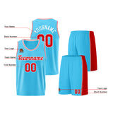 Custom Light Blue Red Basketball Jersey for Men Women Adult Youth Stitched Name Number Logo