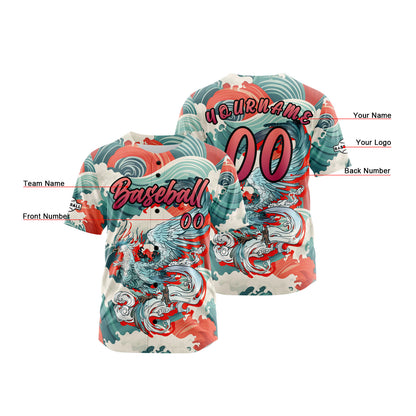 Custom Red Button Down Baseball Jersey for Men Women Adult Youth Print Name Number Logo