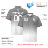 Custom Grey White Football Gradient Polo Shirts  Add Your Unique Logo/Name/Number