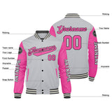 Custom Grey Pink Varsity Jackets for Men Women Youth Personalized Letterman Jackets