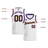 Custom White Purple Yellow Basketball Jersey for Men Women Adult Youth Stitched Name Number Logo
