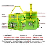 Custom Green Yellow All-Over Print Double Layer Insulated Cooler Bag - Waterproof 600D Oxford Picnic Tote for Team Events & Outdoor BBQ