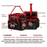 Portable Double Layer Cooler Bag - Waterproof Insulated Picnic Tote for Camping & Family Outings Black Red