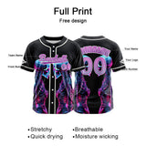 Custom Black Button Down Baseball Jersey for Men Women Adult Youth Print Name Number Logo