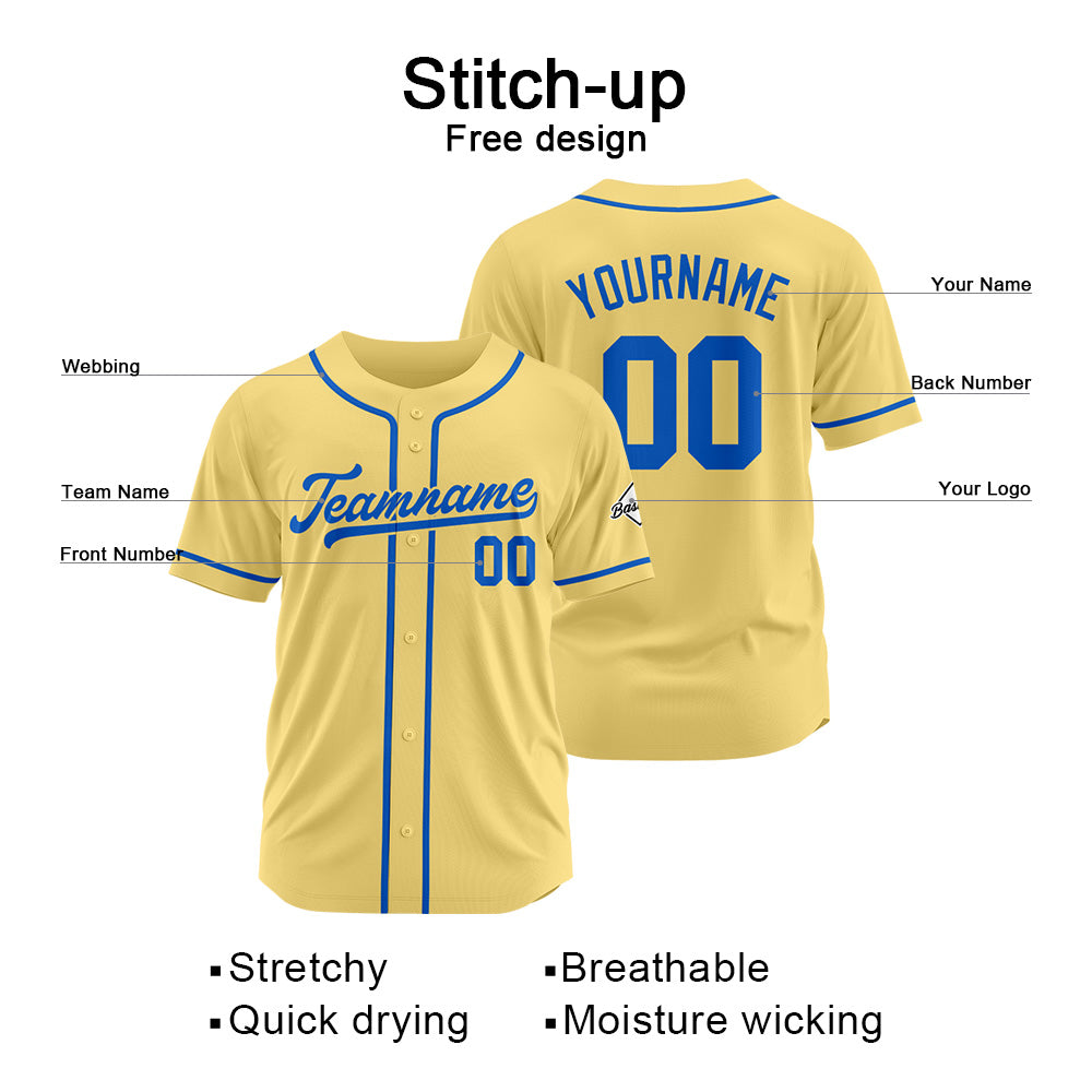 Custom Baseball Jersey Stitched Design Personalized Hip Hop Baseball Shirts Gold-Royal