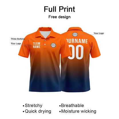 Custom Orange navy Football Polo Shirts  Add Your Unique Logo/Name/Number