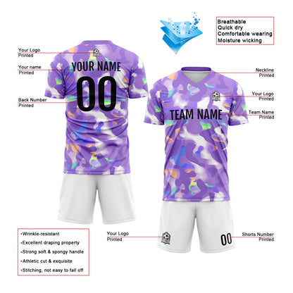 Custom Soccer Uniform Jersey Kids Adults Personalized Set Jersey Gorgeous&Lavender