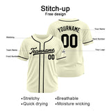 Custom Baseball Jersey Stitched Design Personalized Hip Hop Baseball Shirts Cream-Black