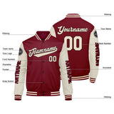 Custom Crimson Cream Varsity Jackets for Men Women Youth Personalized Letterman Jackets