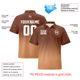 Custom Brown Khaki Football Gradient Polo Shirts  Add Your Unique Logo/Name/Number