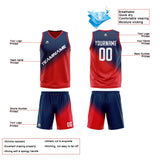 Custom Navy Red Reversible Basketball Suit for Adults and Kids Personalized Jersey