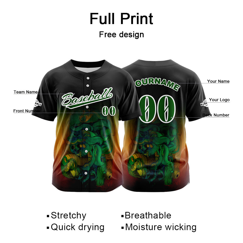 Custom Black Button Down Baseball Jersey for Men Women Adult Youth Print Name Number Logo