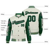 Custom Green Cream Varsity Jackets for Men Women Youth Personalized Letterman Jackets