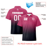 Custom Pink Grey Football Gradient Polo Shirts  Add Your Unique Logo/Name/Number