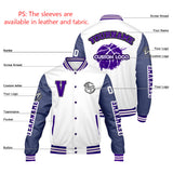 Custom White Purple Varsity Jackets for Men Women Youth Personalized Letterman Jackets