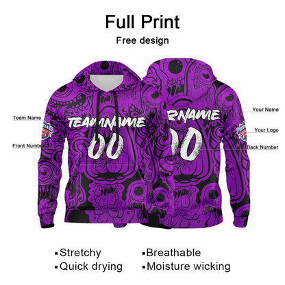 Custom Sweatshirt Hoodie For Man Woman Girl Boy Print Your Logo Name Number Purple