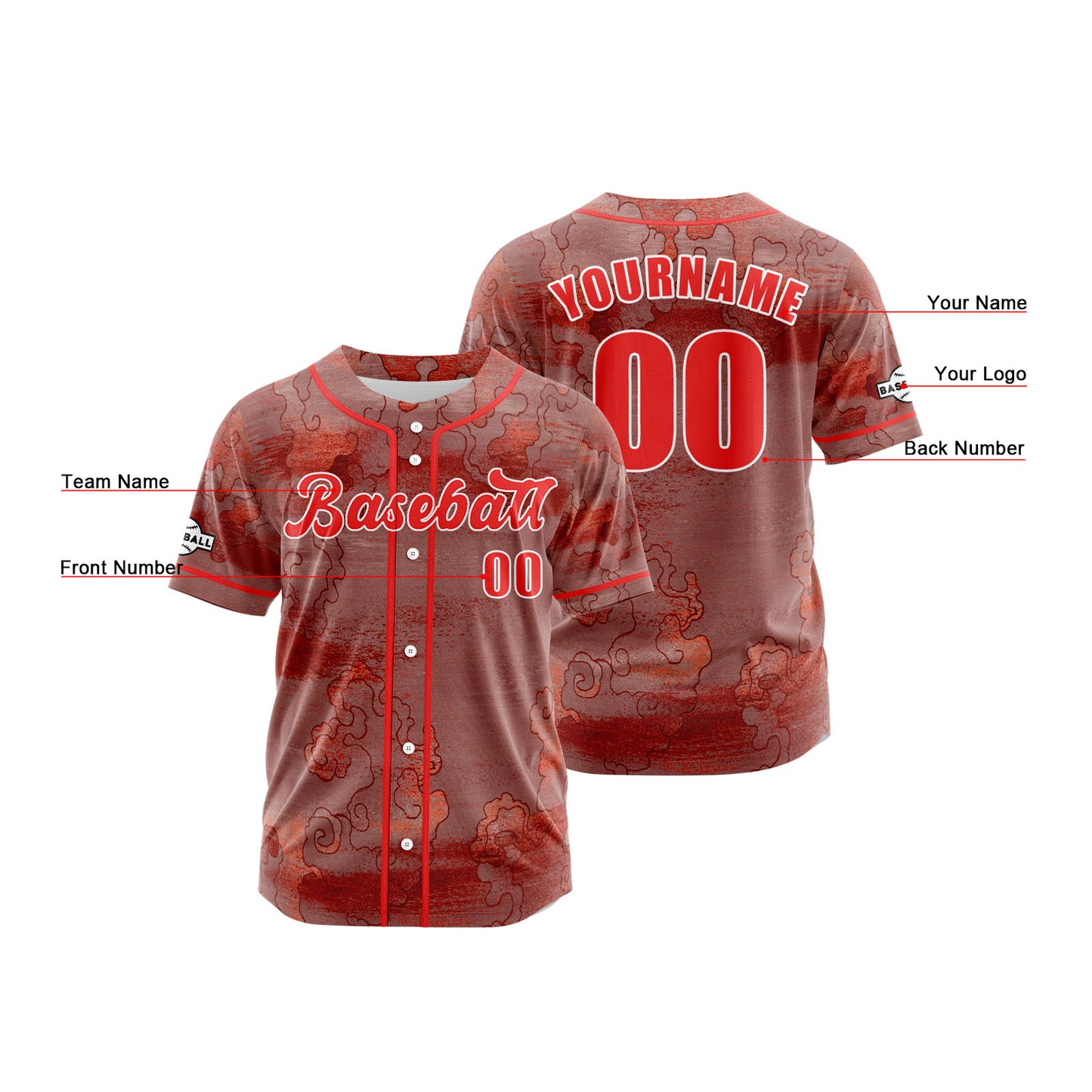 Custom Dark Red Button Down Baseball Jersey for Men Women Adult Youth Print Name Number Logo