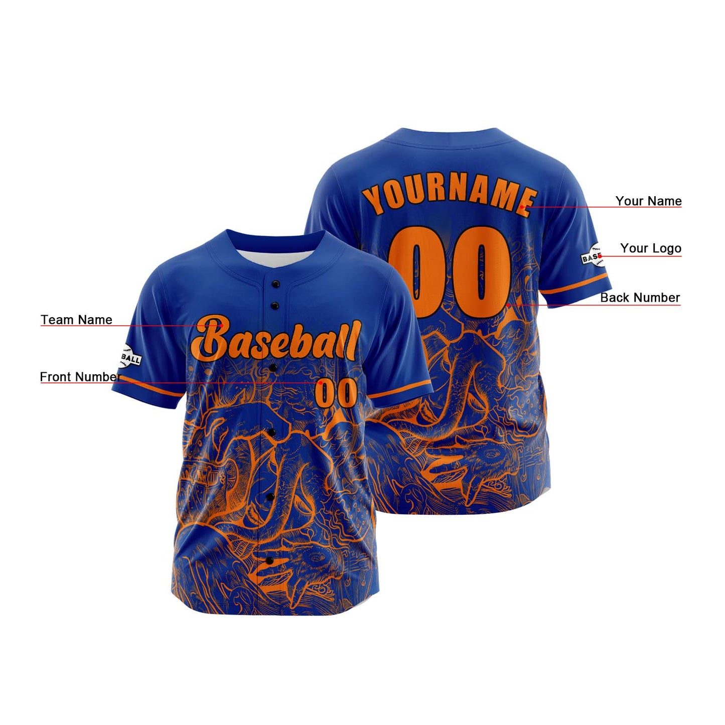 Custom Deep Blue Button Down Baseball Jersey for Men Women Adult Youth Print Name Number Logo