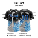 Custom Black Blue Button Down Baseball Jersey for Men Women Adult Youth Print Name Number Logo