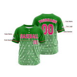 Custom Green Pink Button Down Baseball Jersey for Men Women Adult Youth Print Name Number Logo