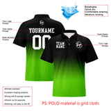 Custom Black Grass Green Football Gradient Polo Shirts  Add Your Unique Logo/Name/Number