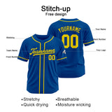Custom Baseball Jersey Stitched Design Personalized Hip Hop Baseball Shirts Royal-Yellow