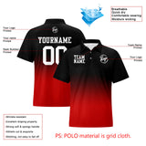 Custom Black Red Football Gradient Polo Shirts  Add Your Unique Logo/Name/Number