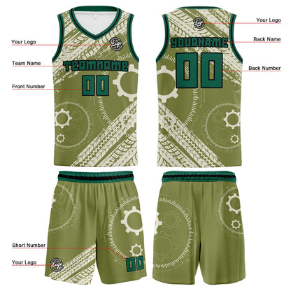 Custom Khaki Green Basketball Jersey Uniform Suit Printed Your Logo Name Number